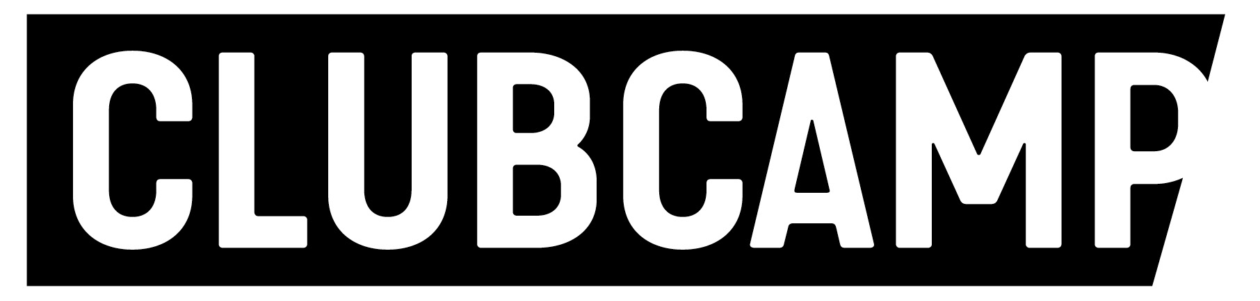 Logo des Clubcamp, weiße Schrift auf schwarzem Grund